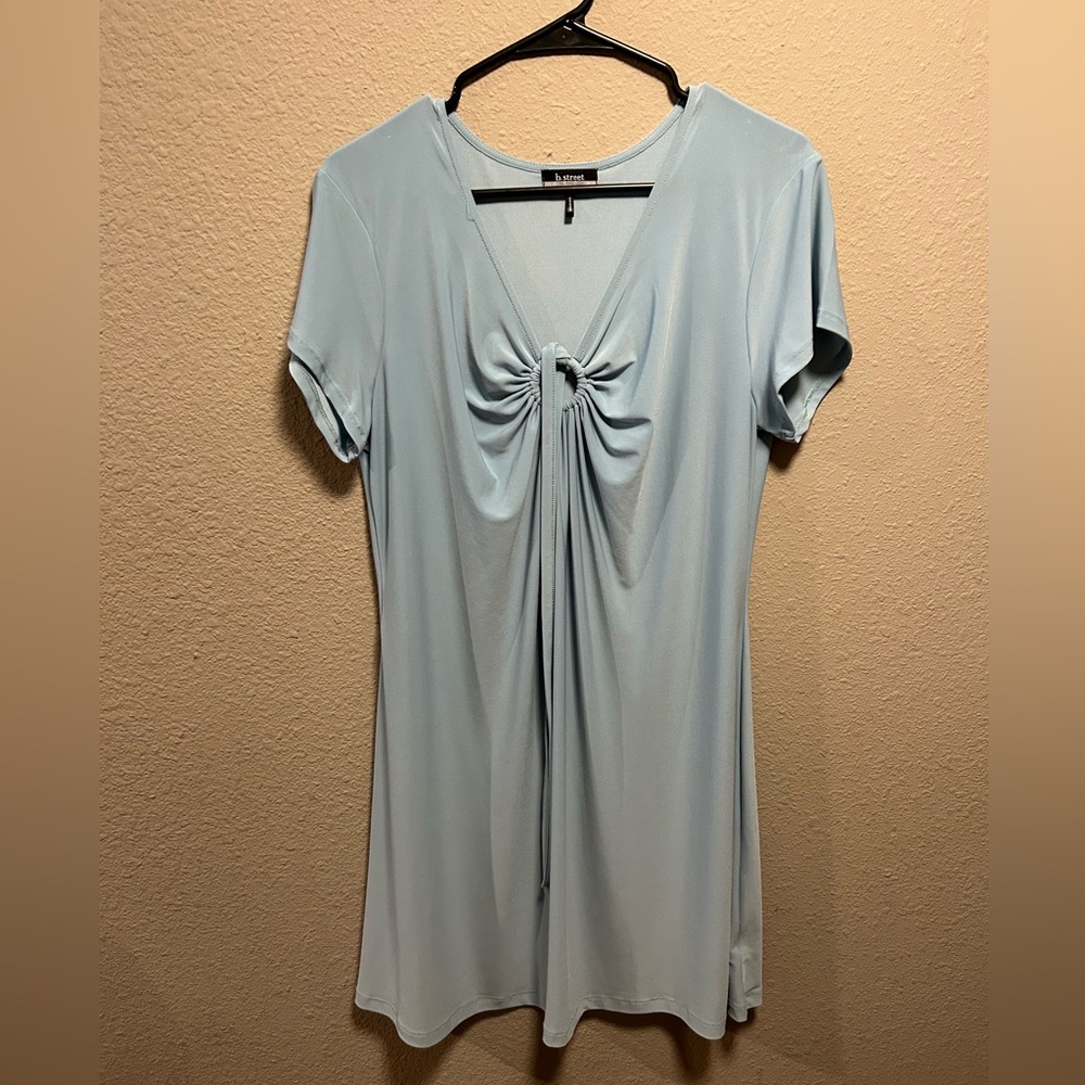 b. Street Light Blue Ruched Short Sleeve Dress in Size XL
